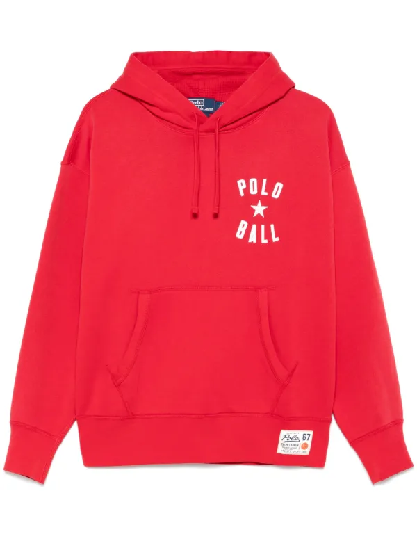 Polo Ralph Lauren logo-appliqué Hoodie Red FARFETCH EG