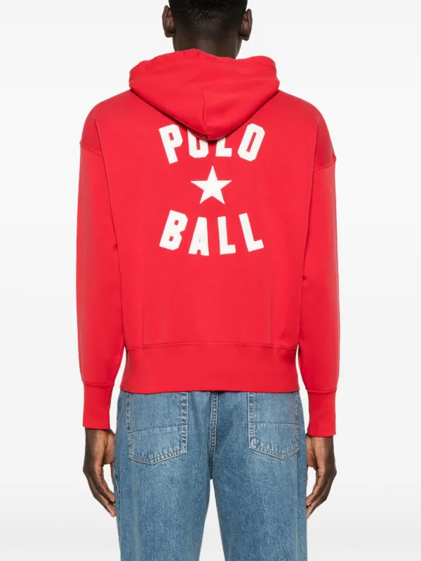 Polo Ralph Lauren logo-appliqué Hoodie Red FARFETCH GE