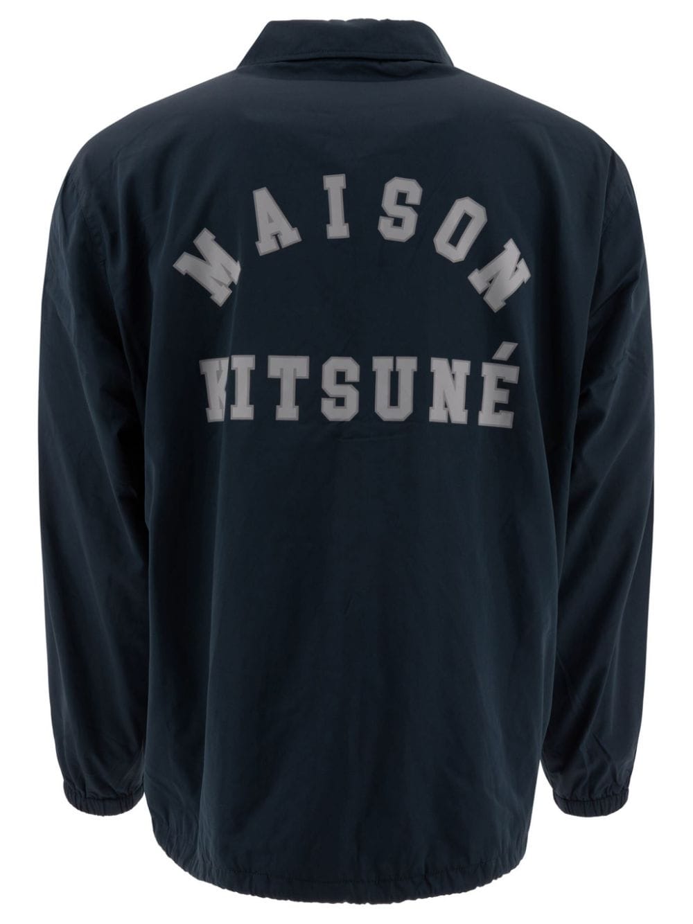 Shop Maison Kitsuné Logo-print Shirt Jacket In Blue