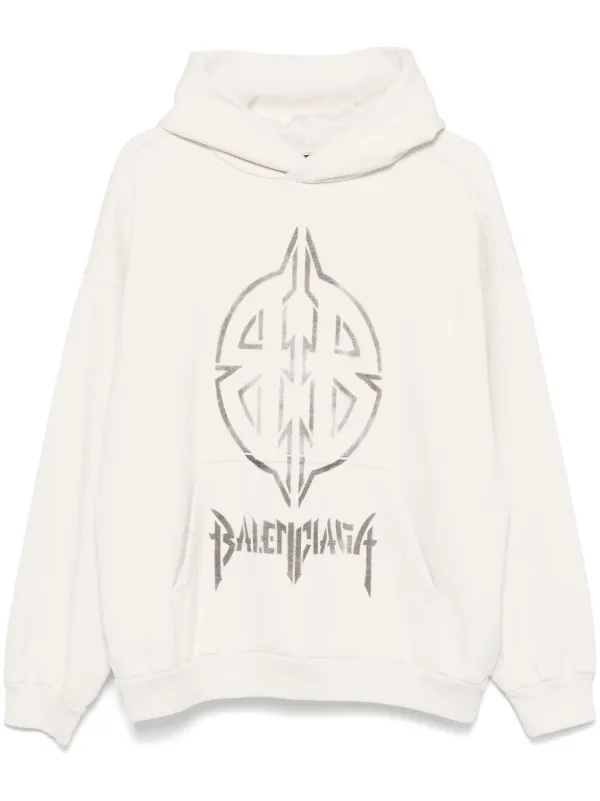 【BALENCIAGA】メタル BB パーカー ブラック Black Metal BB Stencil Hoodie by Balenciaga on Sale