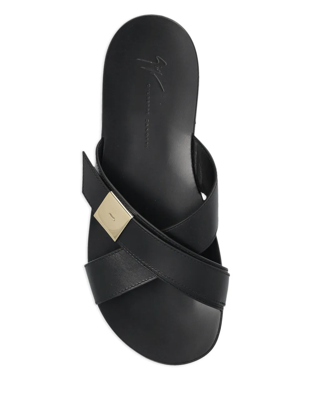 Giuseppe Zanotti leather slides BLACK