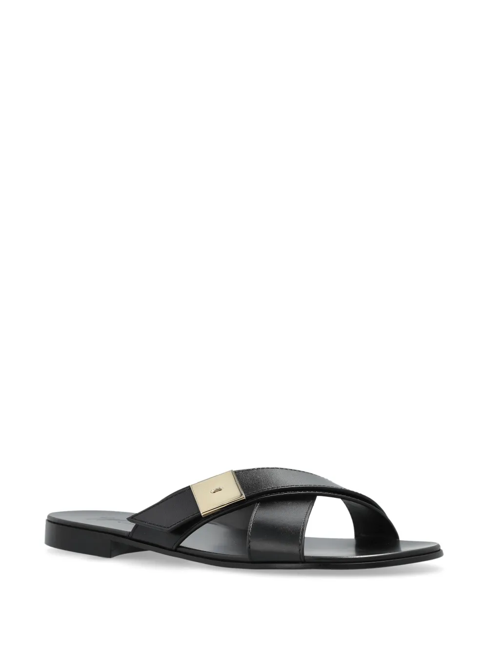 Giuseppe Zanotti leather slides BLACK