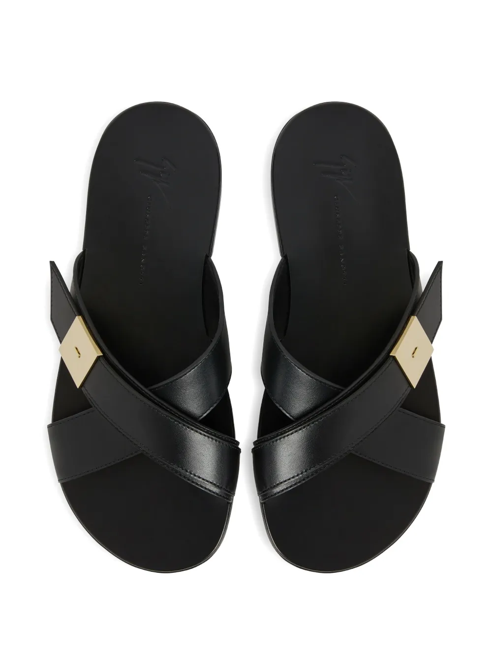Giuseppe Zanotti Flavien Crowned leren sandalen Zwart