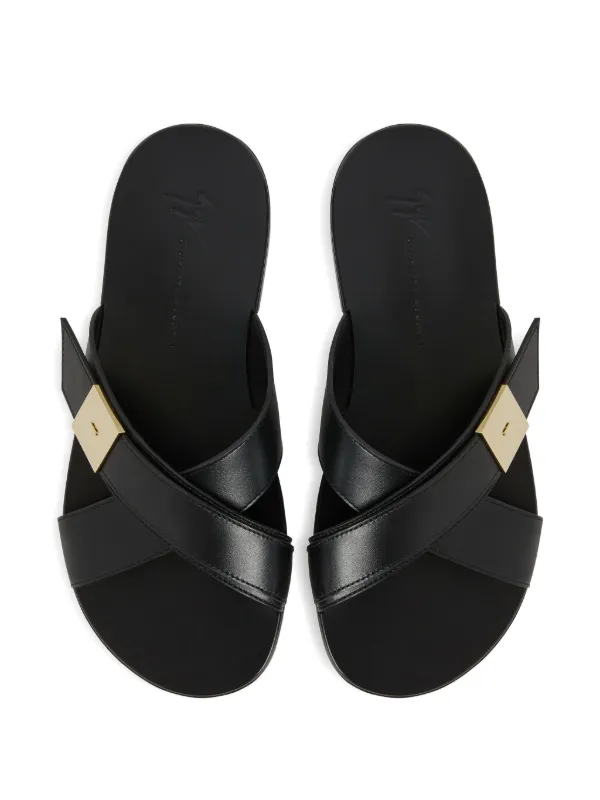 Giuseppe Zanotti Flavien Crowned Leather Sandals | Black | FARFETCH BH