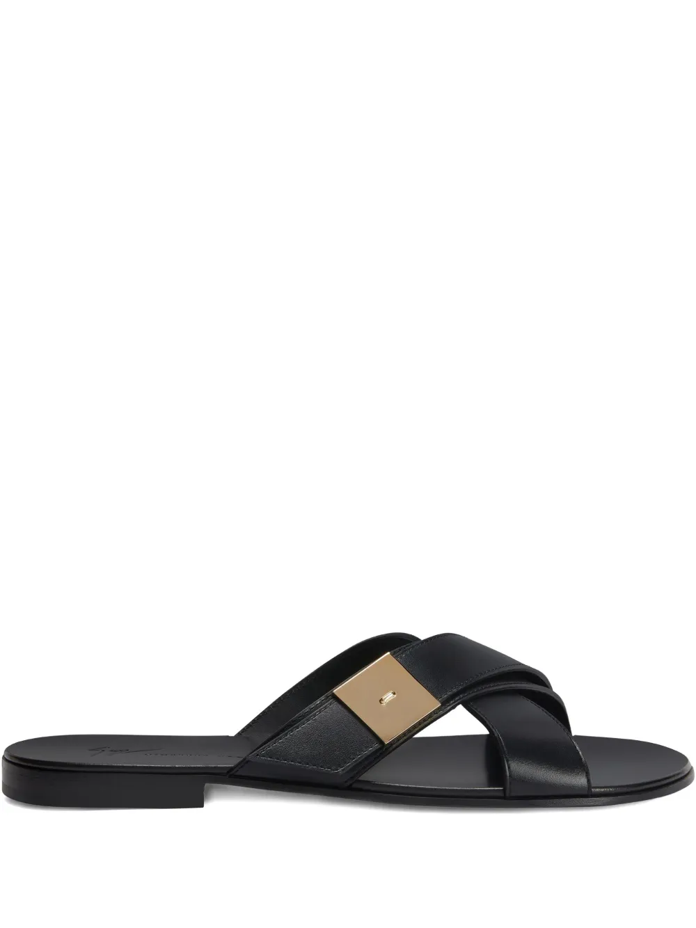 Giuseppe Zanotti leather slides Black