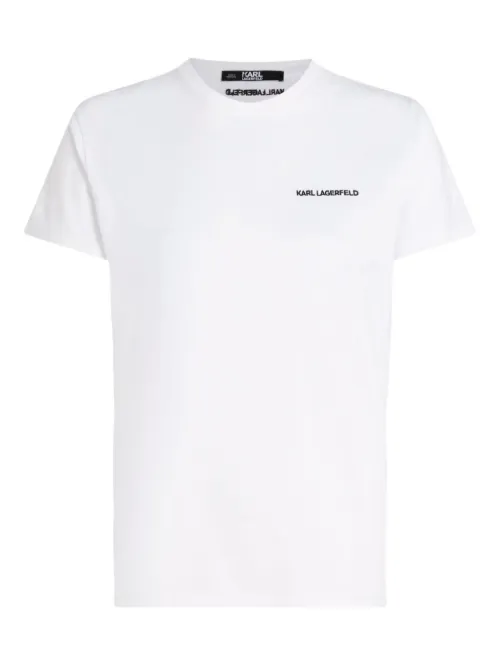 T-shirt en coton biologique à logo brodé - Karl Lagerfeld - Modalova