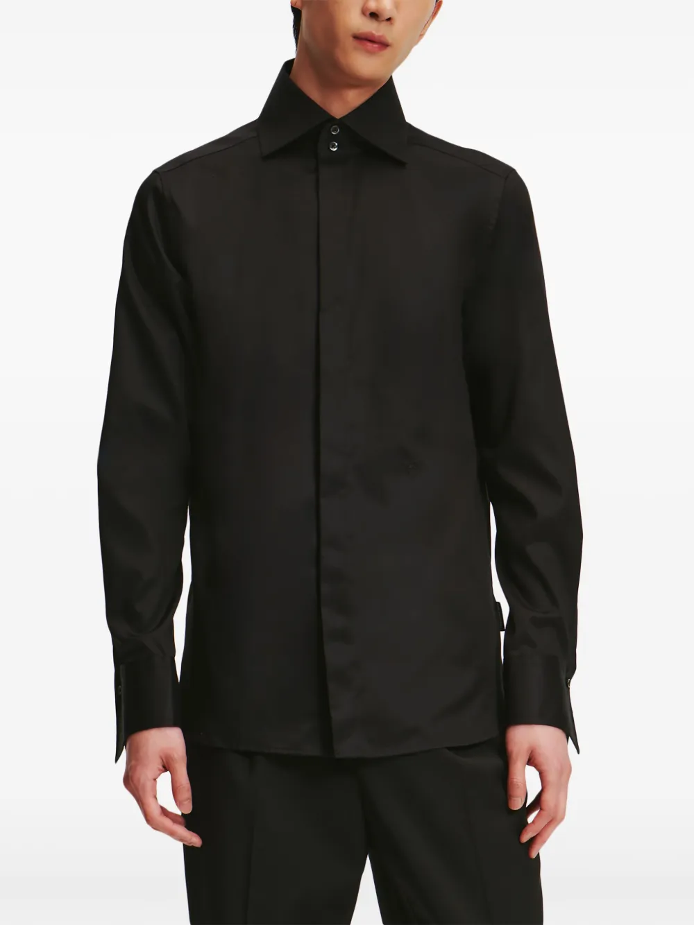 Karl Lagerfeld Essential overhemd met kraagdetail Zwart