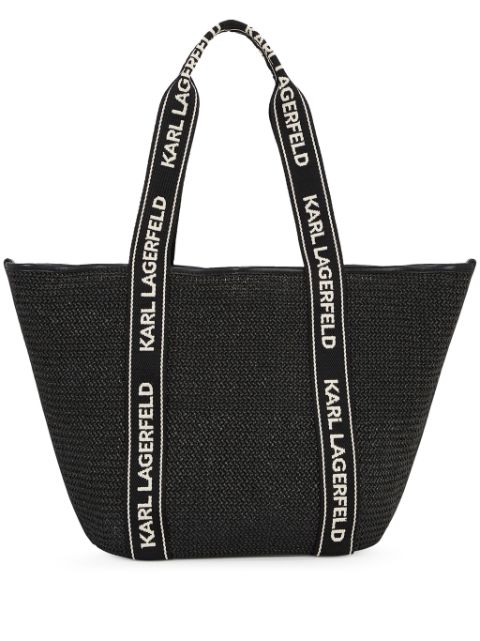 Karl Lagerfeld small Signature raffia beach tote bag WOMEN