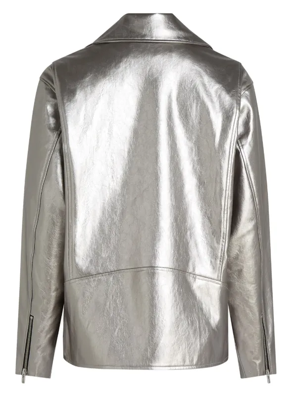 Karl Lagerfeld Jeans metallic-finish Biker Jacket | Silver