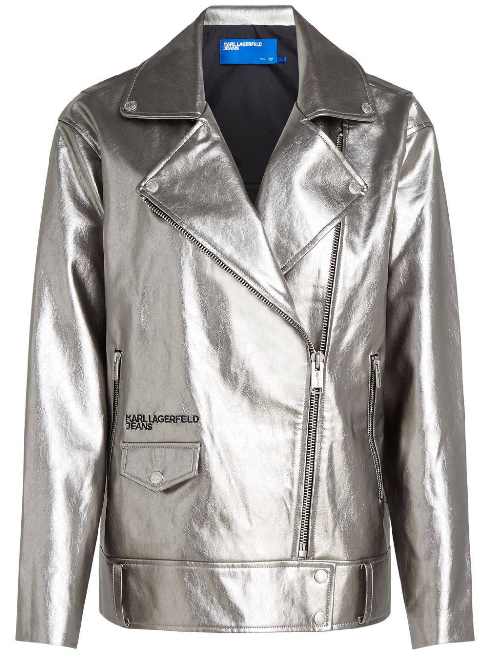 Karl Lagerfeld Jeans metallic-finish biker jacket - Silver