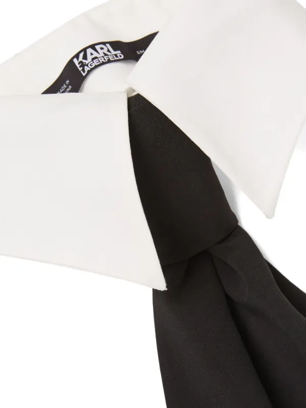 カールラガーフェルド レザータイ ナロータイ ネクタイ ブラック Karl Lagerfeld Cotton Collar Tie | Black | FARFETCH