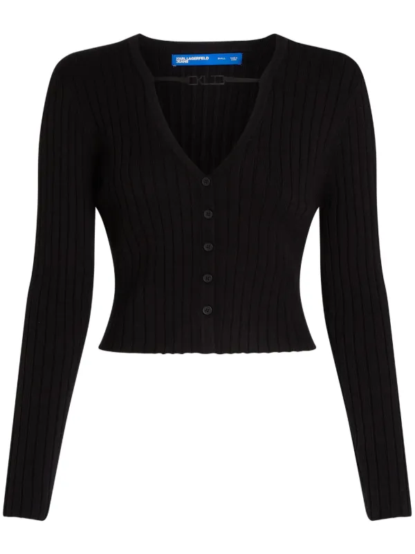 Karl Lagerfeld Jeans Cropped Cardigan Black FARFETCH PH
