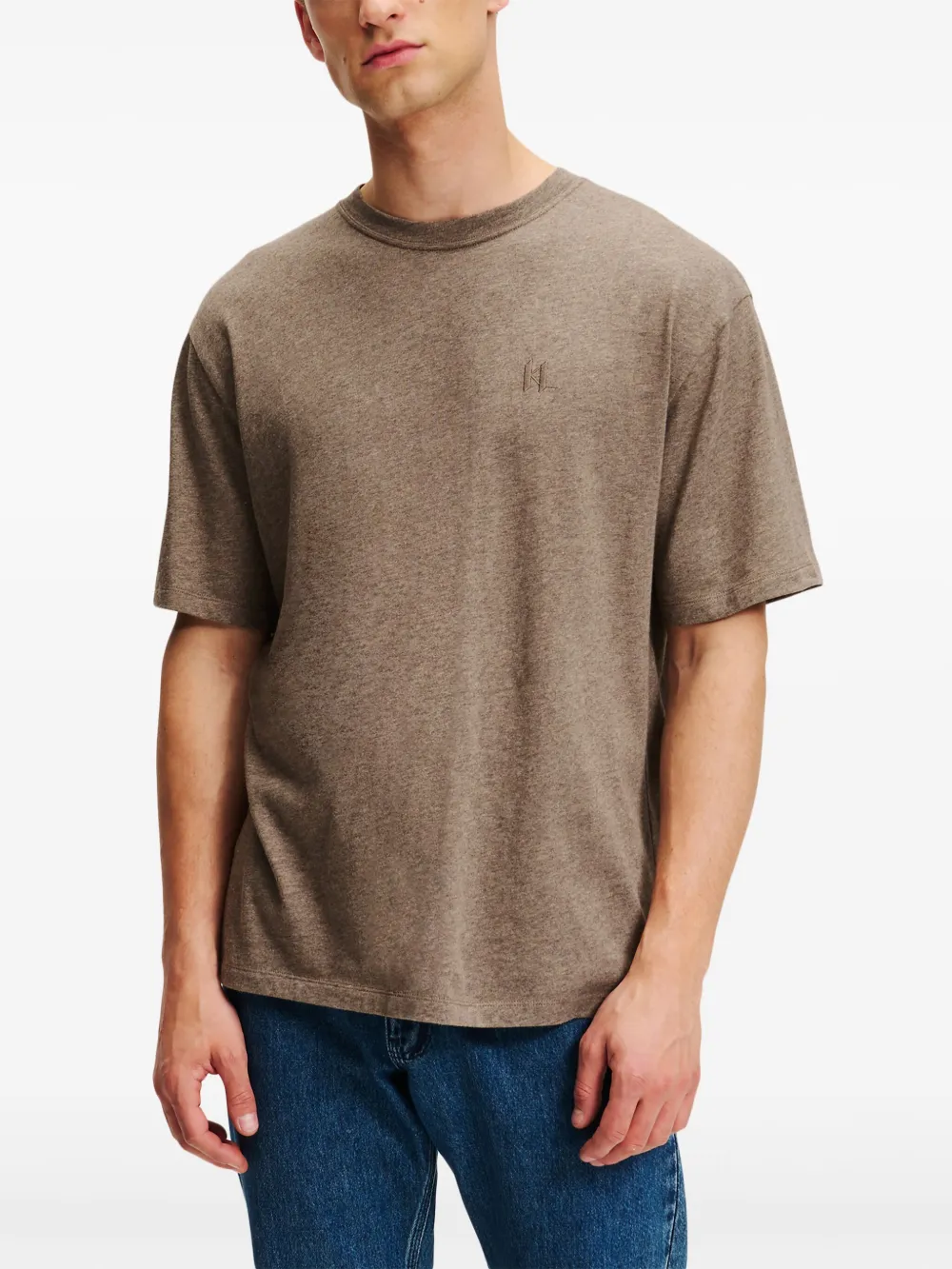 Karl Lagerfeld T-shirt met geborduurd monogram Bruin