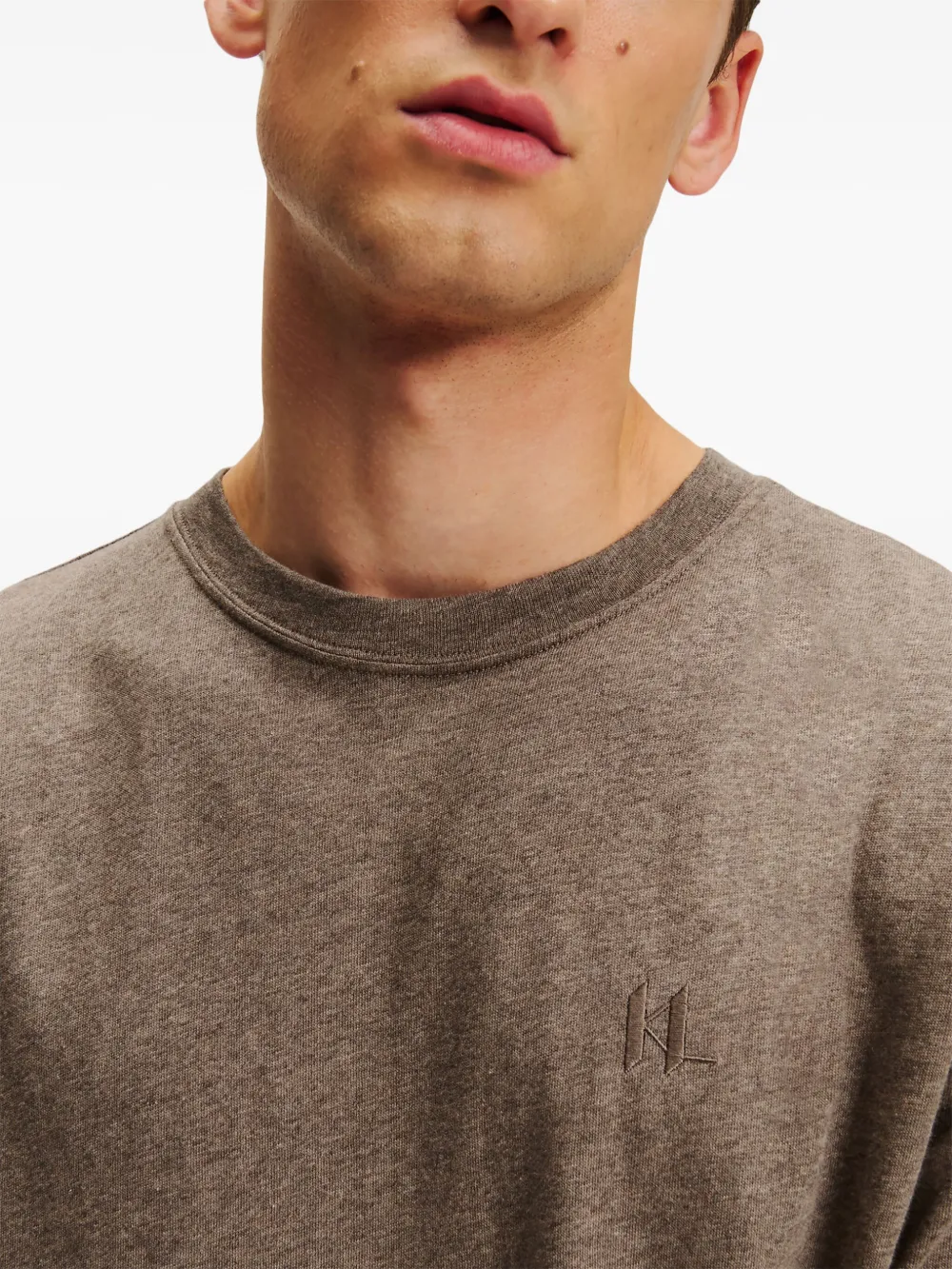 Karl Lagerfeld T-shirt met geborduurd monogram Bruin
