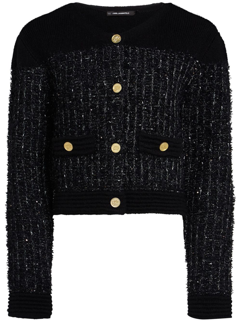 KARL LAGERFELD BOUCLÉ KNIT CARDIGAN 