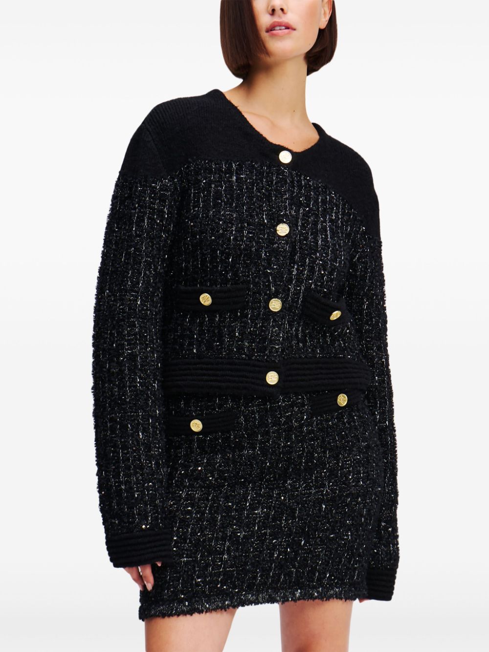 KARL LAGERFELD BOUCLÉ KNIT CARDIGAN 