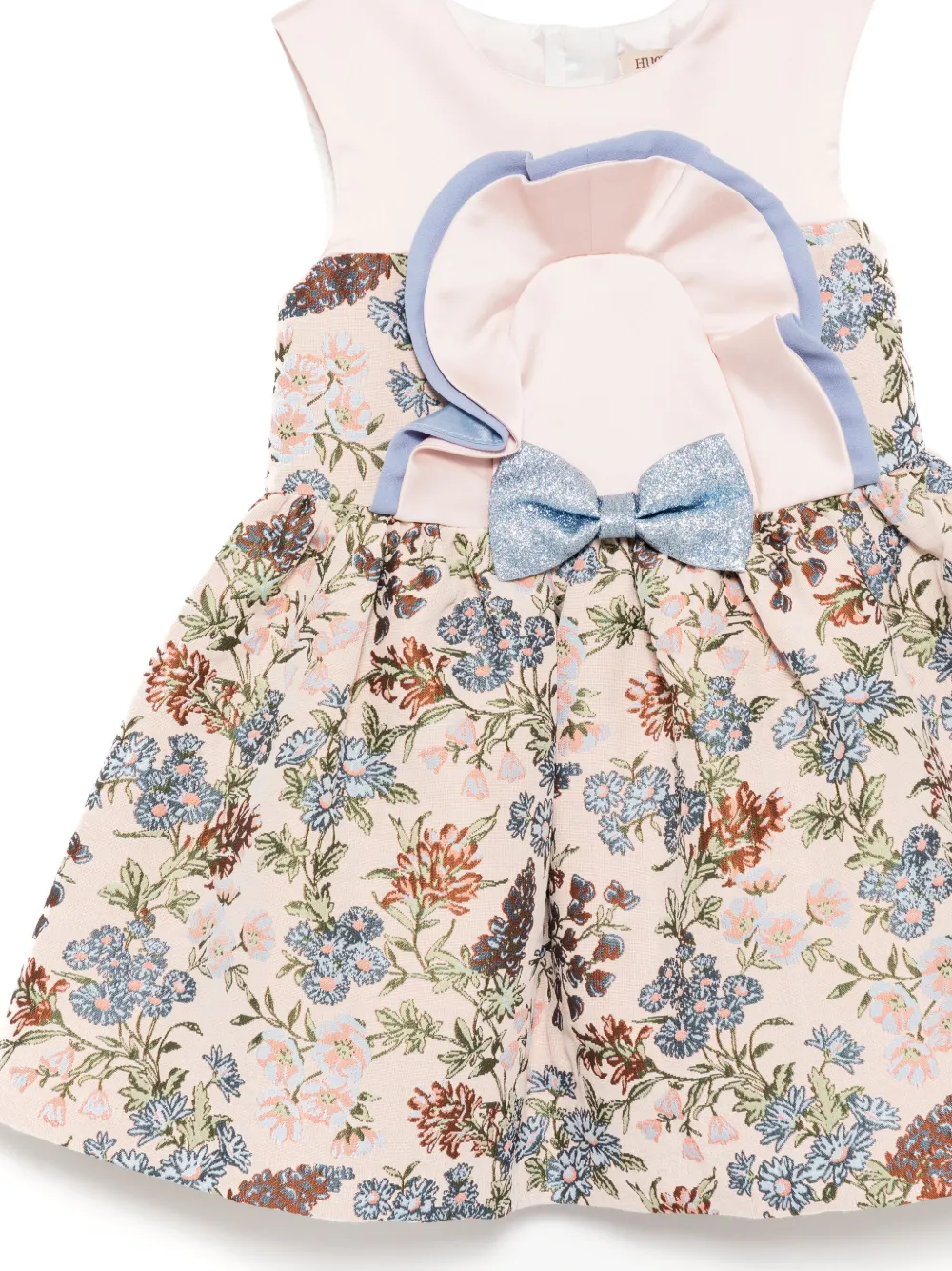 Shop Hucklebones London Ruffle Bib Bodice Dress In 粉色