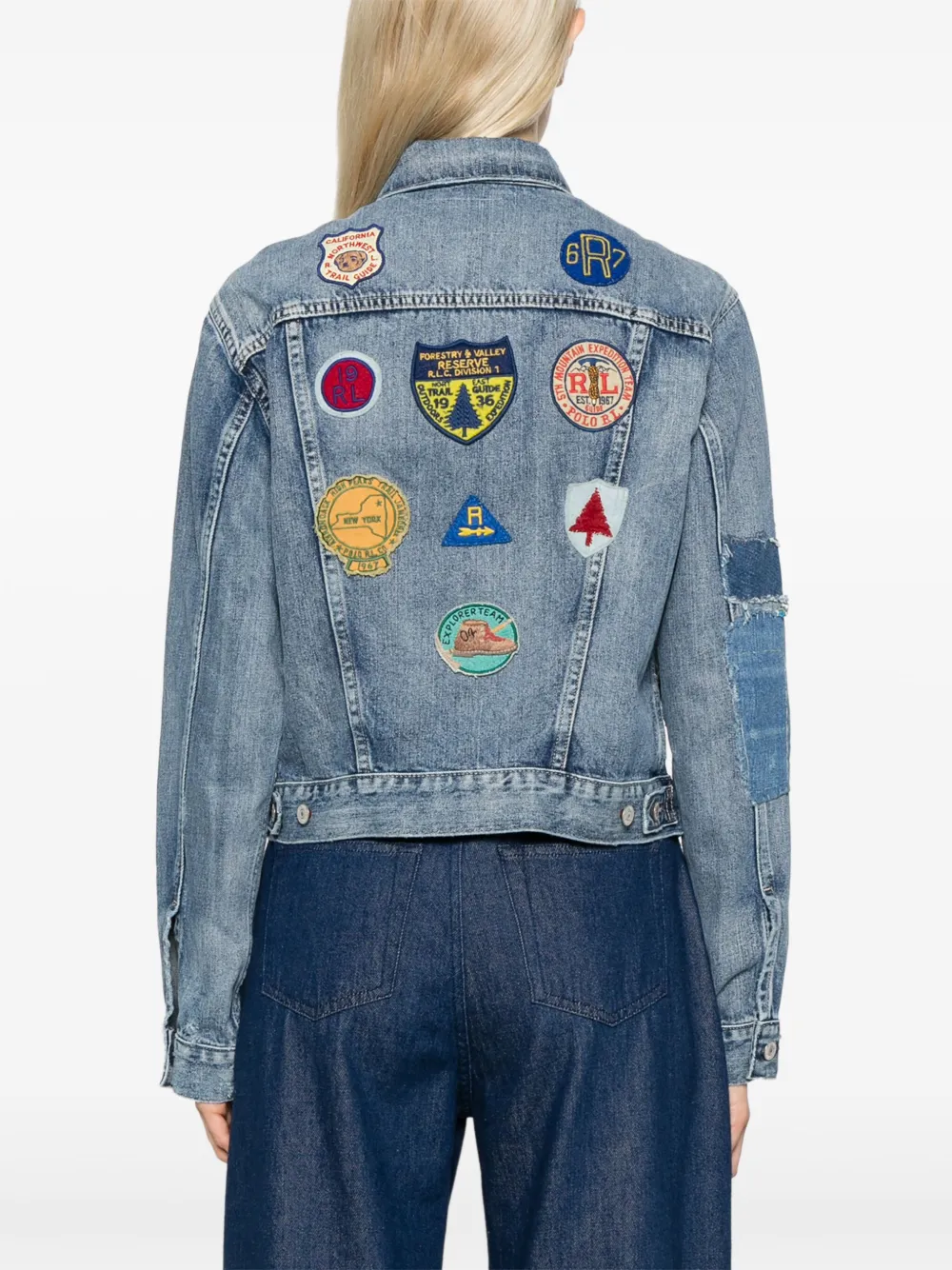 Shop Polo Ralph Lauren Patch-embroidered Denim Jacket In Blue