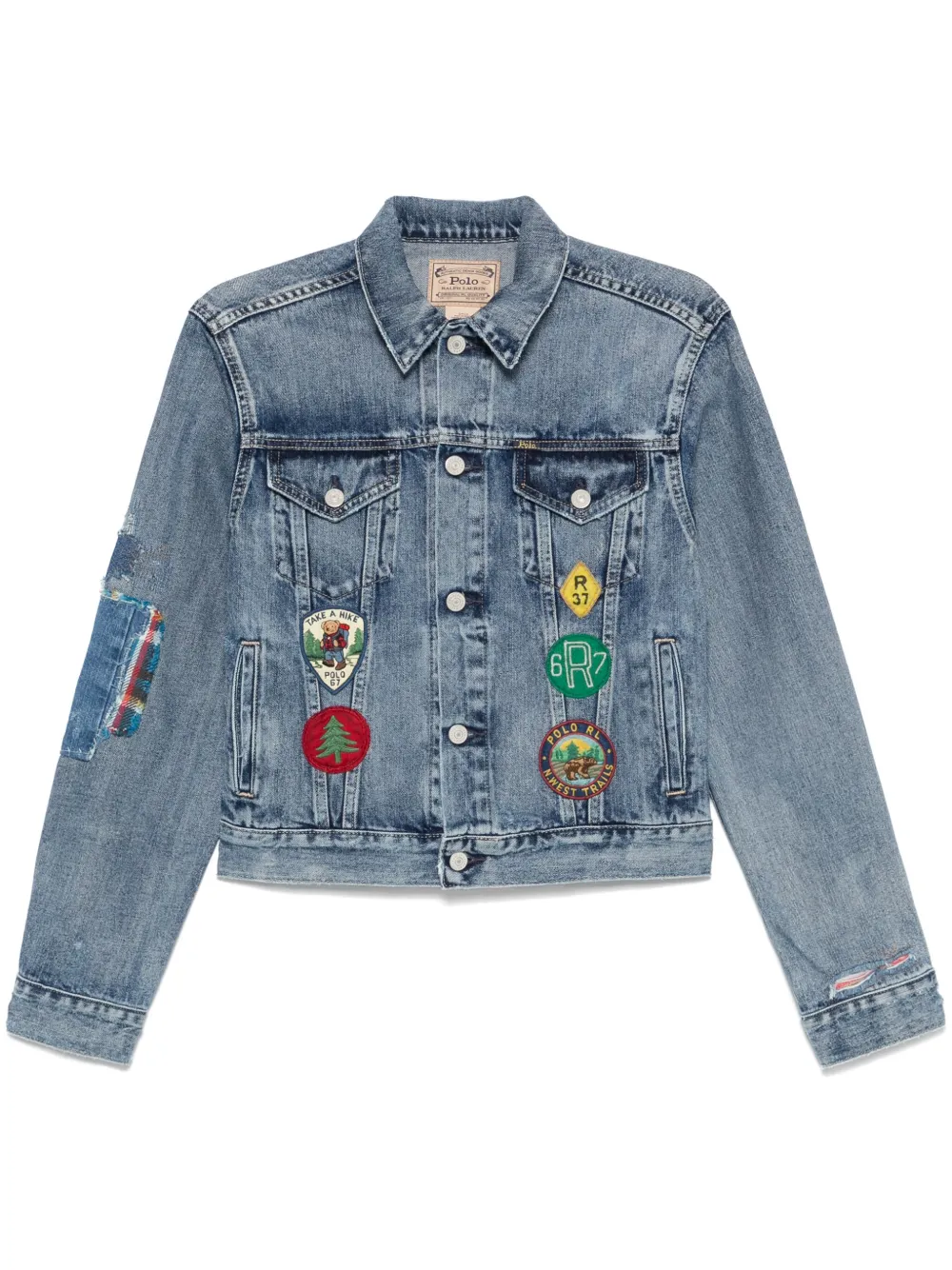 Shop Polo Ralph Lauren Patch-embroidered Denim Jacket In Blue