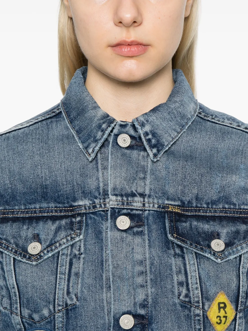 Shop Polo Ralph Lauren Patch-embroidered Denim Jacket In Blue