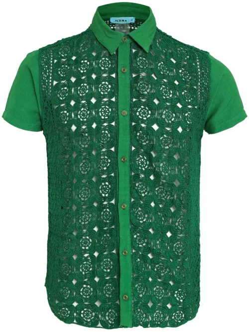 Chemise à empiècements en crochet - Amir Slama - Modalova