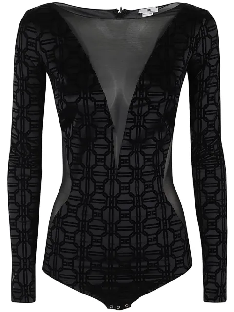 Elisabetta Franchi flocked tulle bodysuit
