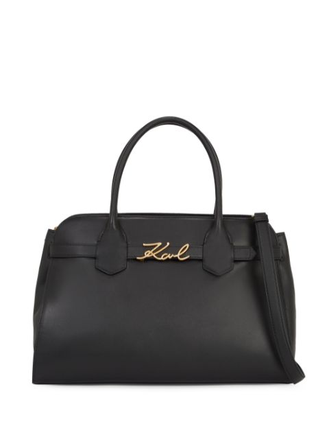 Karl Lagerfeld logo-lettering leather tote bag WOMEN