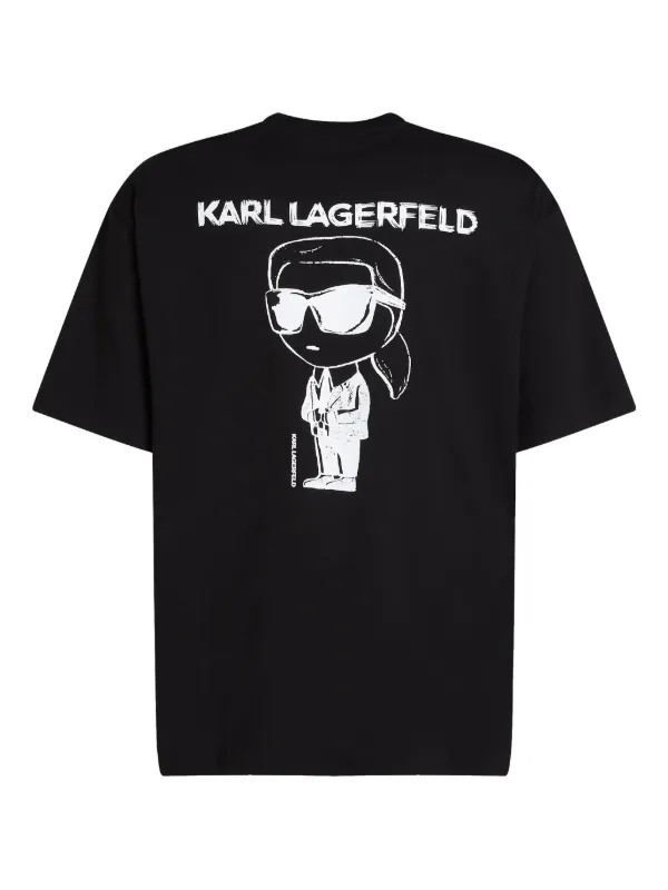 Tシャツ・カットソー KARL LAGERFELD Men Tops 705053512910990 Black Karl Lagerfeld logo-print T-shirt | Black | FARFETCH