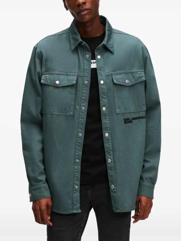 Karl Lagerfeld Jeans Long Sleeve Denim Shirt Green FARFETCH PH