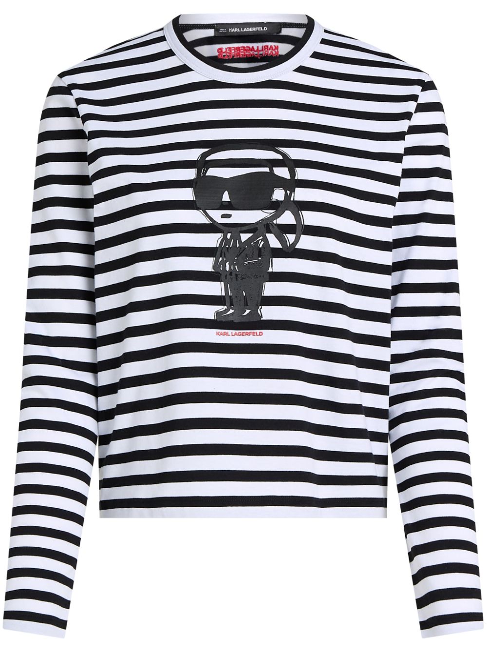 Shop Karl Lagerfeld Ikon Striped Cotton T-shirt In 黑色