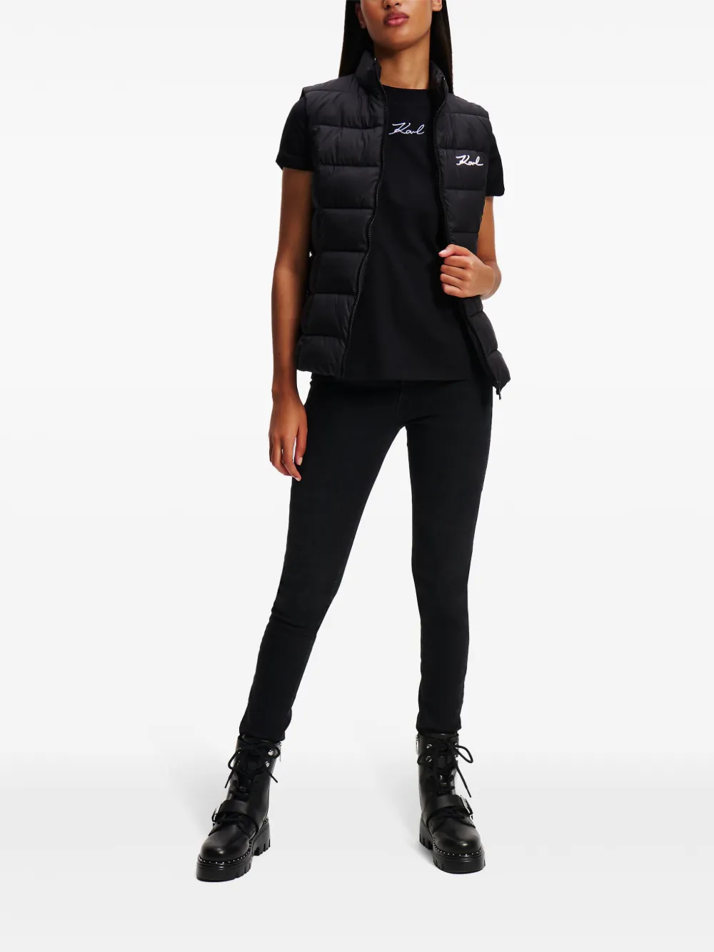 Karl Lagerfeld Signature gewatteerde gilet Zwart