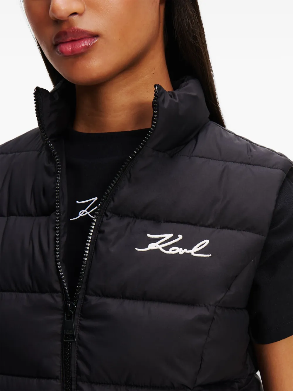 Karl Lagerfeld Signature gewatteerde gilet Zwart