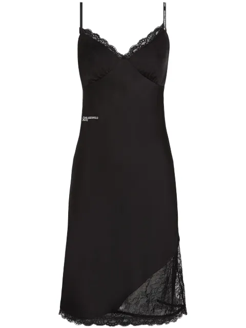 Karl Lagerfeld Jeans vestido satinado con paneles de encaje