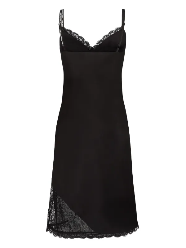 Karl Lagerfeld Jeans lace-panels Satin Dress | Black | FARFETCH