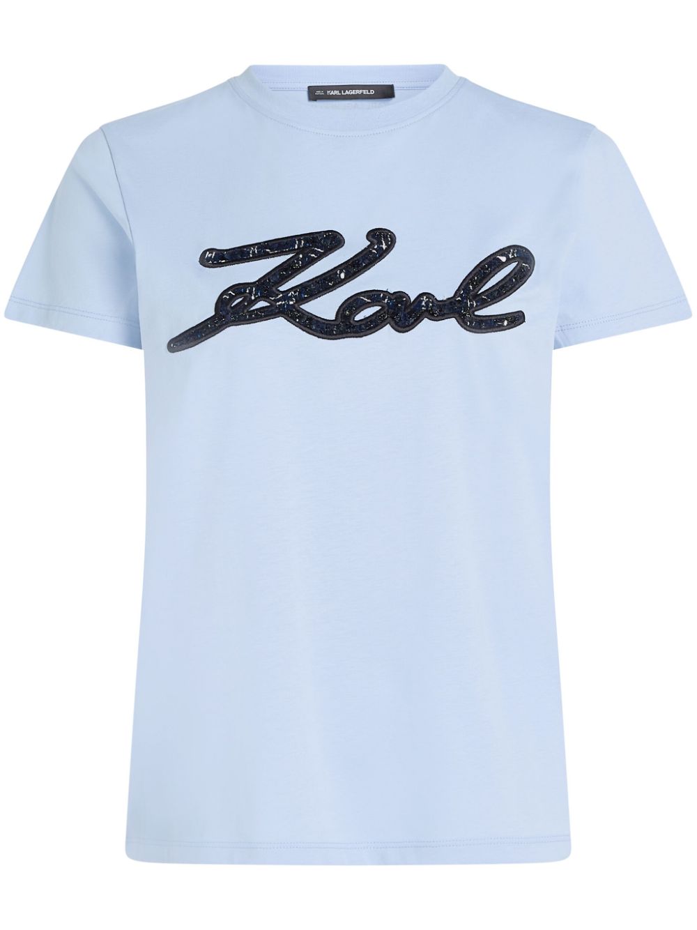 Karl Lagerfeld bouclé-detail T-shirt - Blue