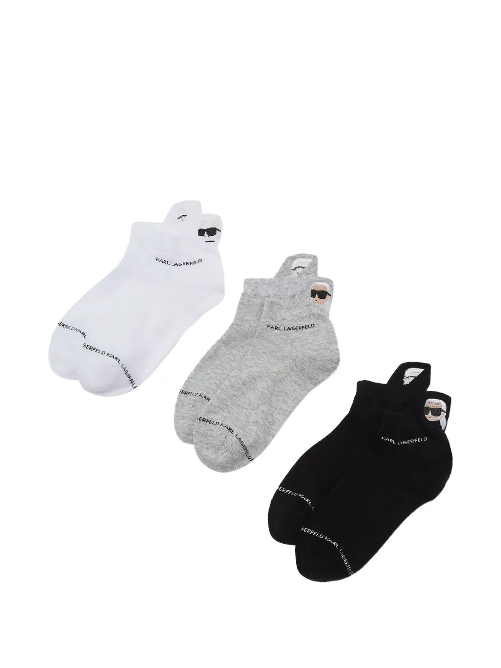 Karl Lagerfeld Drie paar Ikonik intarsia sokken Zwart