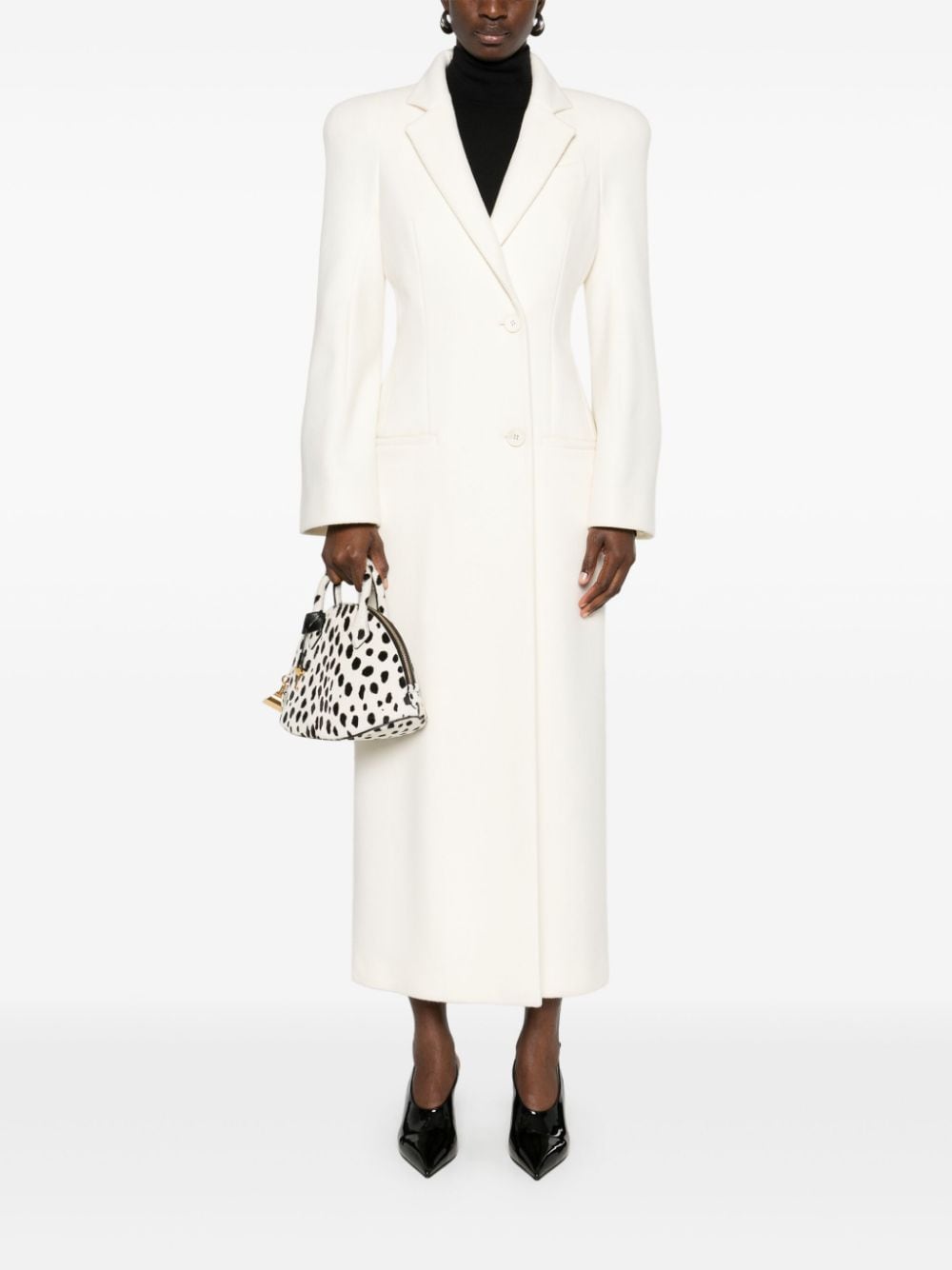 Shop Alexander Mcqueen Moulded-shoulder Double-breasted Coat In Neutrals