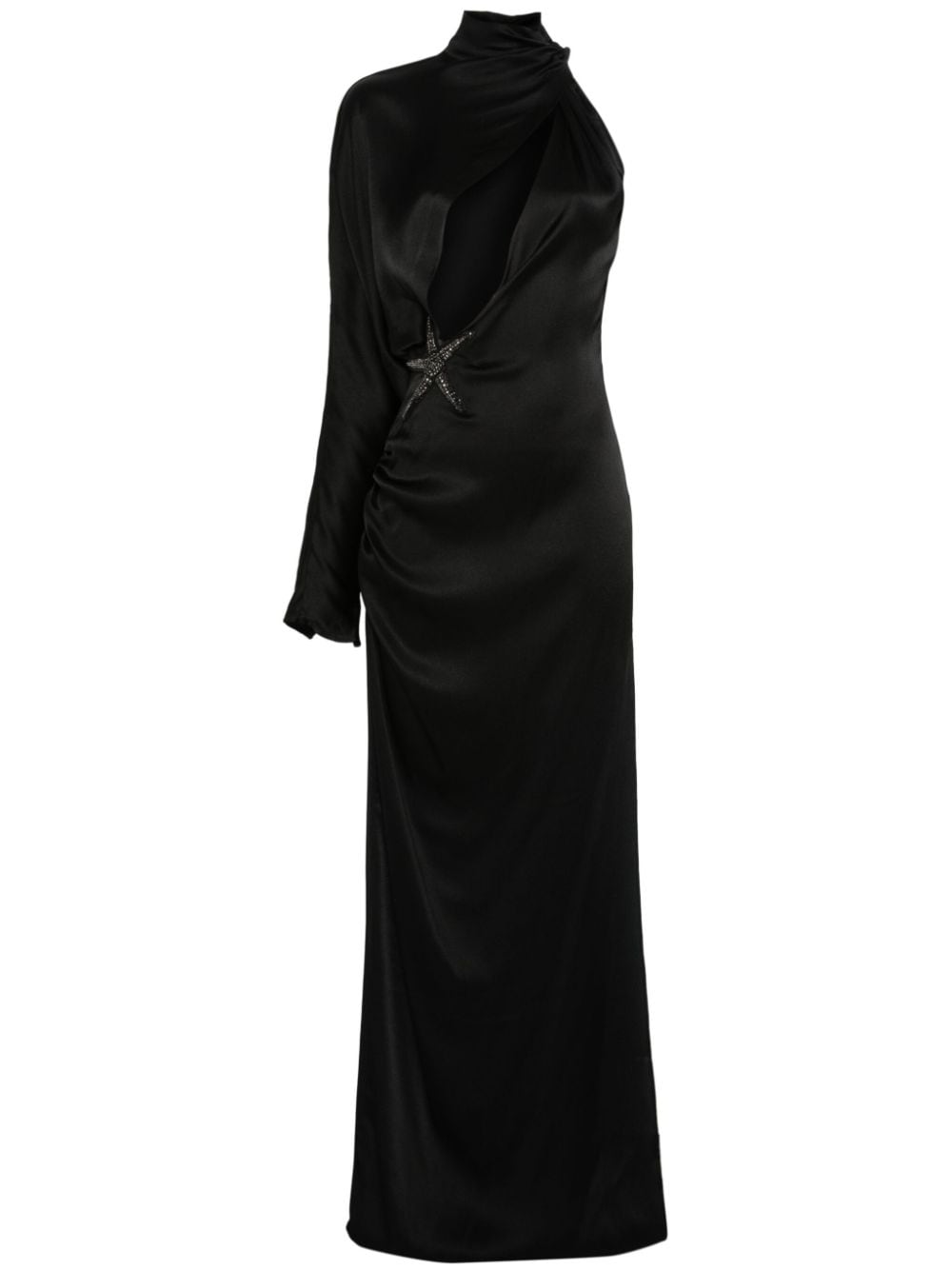 star-embellished satin maxi dress