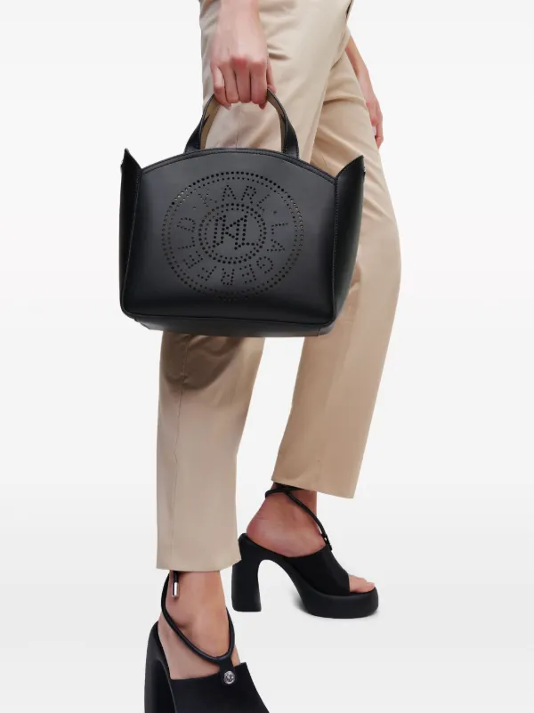 KARL LAGERFELD Kスケア ハフォレテット トトハック 【関税込】 Women's K/CIRCLE PERFORATED SADDLE BAG by KARL LAGERFELD