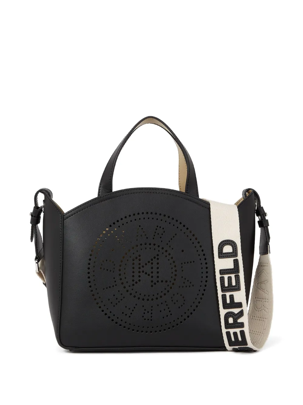 Karl Lagerfeld K Circle kleine shopper met geperforeerd logo Zwart