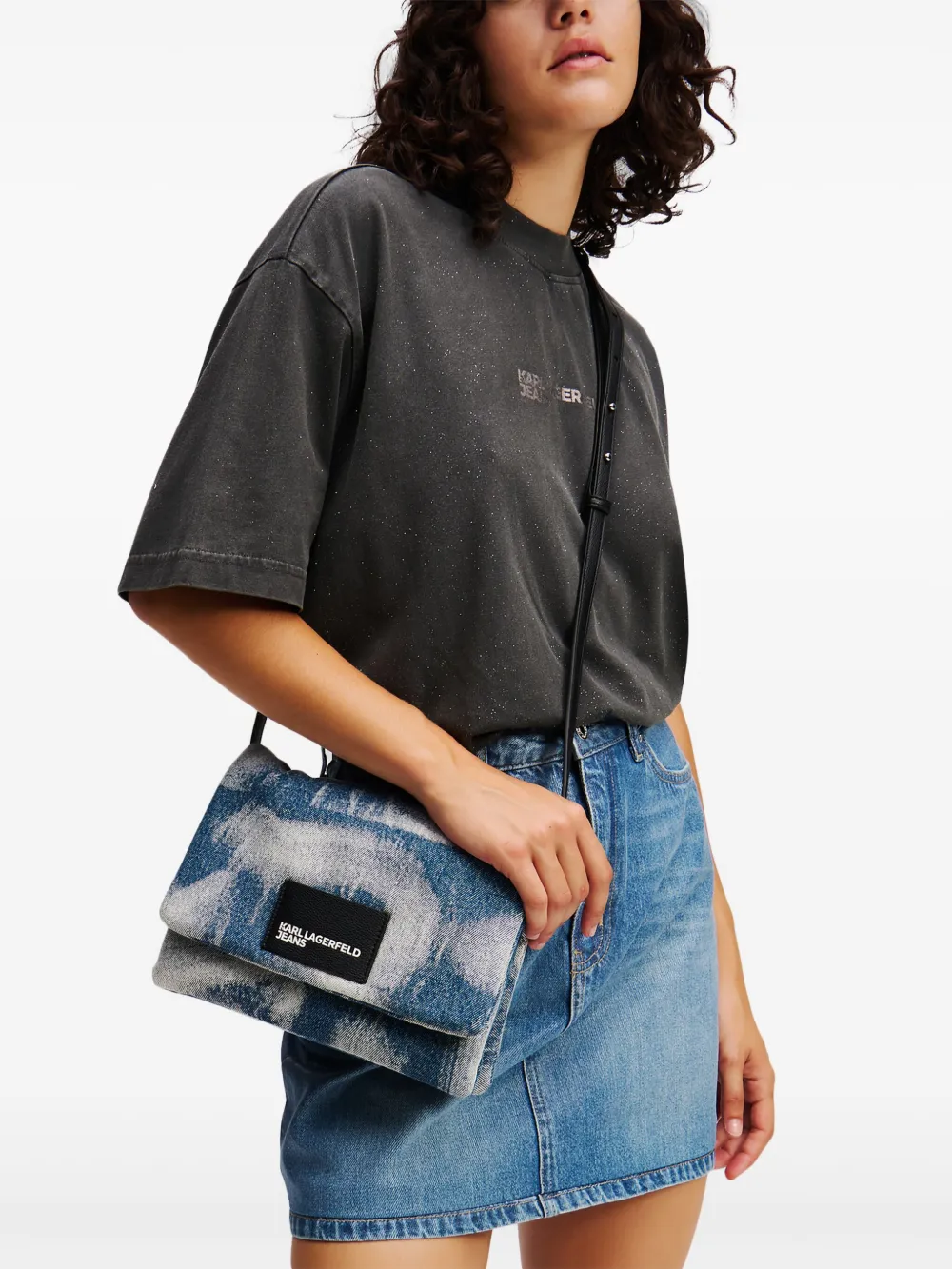 Karl Lagerfeld Jeans Crossbodytas met gebleekt effect - Blauw