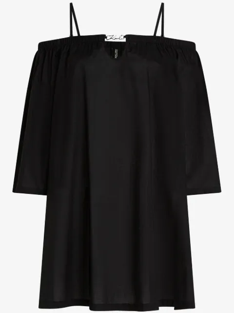 Karl Lagerfeld vestido de playa Signature traslúcido con hombros descubiertos