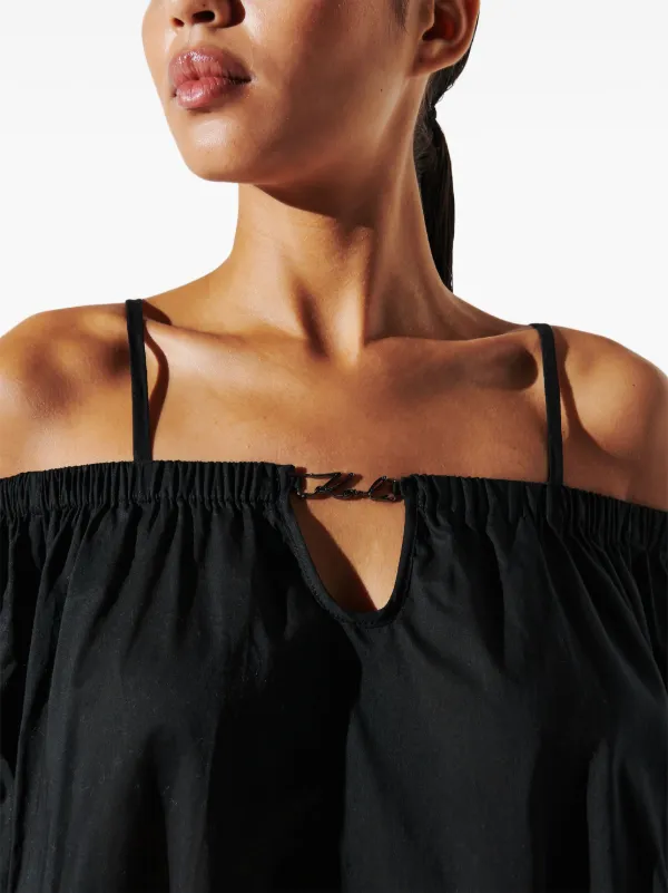 Karl Lagerfeld Signature Semi-sheer Beach Dress - Black Karl Lagerfeld Signature Semi-sheer Beach Dress - Black