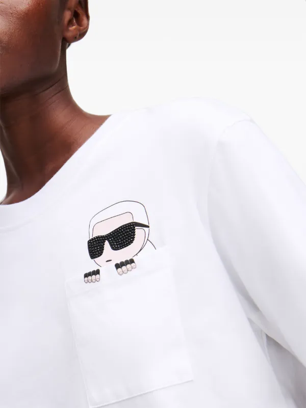KARL LAGERFELD - IKONIK KARL ポケット Tシャツ KARL LAGERFELD IKONIK KARL POCKET T-SHIRT | White Women's T