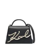 Karl Lagerfeld small Signature leather cross body bag - Black