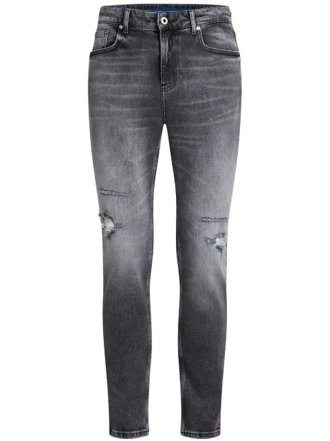 Karl Lagerfeld Jeans logo-patch distressed-effect straight-leg jeans