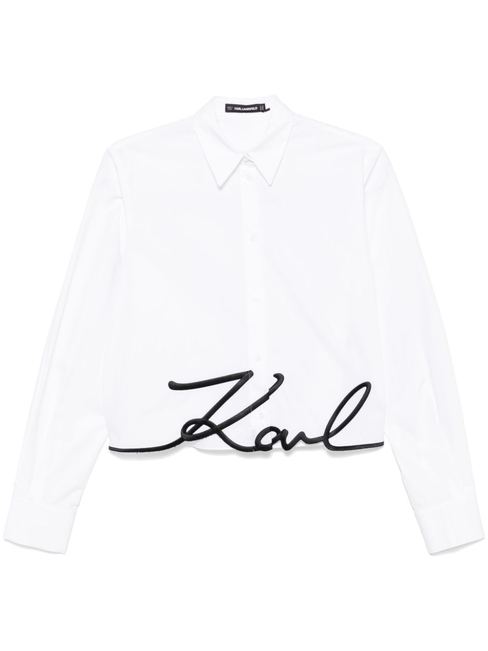 Karl Lagerfeld embroidered-logo cropped shirt - White