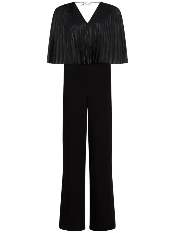 Karl Lagerfeld Pleated Cape Jumpsuit Black FARFETCH IN