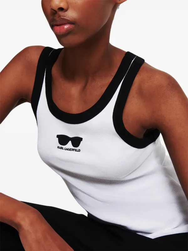 Karl Lagerfeld sunglasses-print Tank Top | White | FARFETCH JO