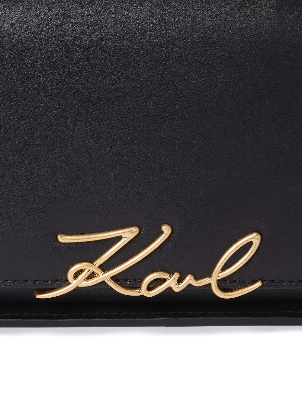 Karl Lagerfeld Signature leren schoudertas Zwart